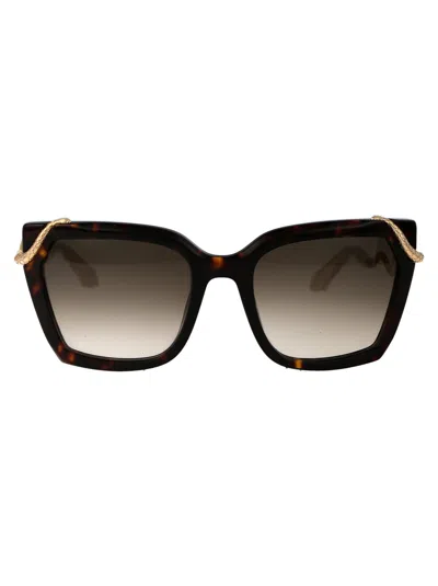 Roberto Cavalli Brown Metal Sunglasses In Black