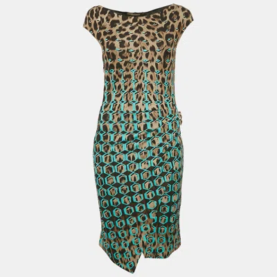 Roberto Cavalli Brown Printed Jersey Short Dress