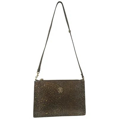 Pre-owned Roberto Cavalli Brown Silver Gold Python Skin Shoulder Bag