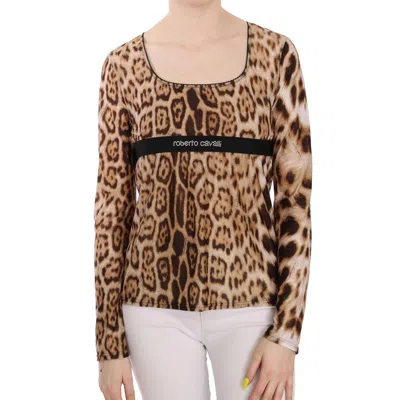 Roberto Cavalli Leopard-print Polyamide Blouse In Animal Print