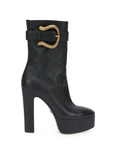 Roberto Cavalli Buckled Boots In Black