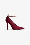 Roberto Cavalli Burgundy Pumps With Strap In Red