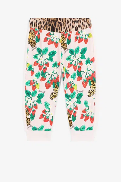 Roberto Cavalli Butterfly And Strawberry-print Sweatpants In Pink