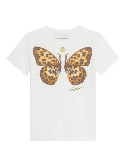 Roberto Cavalli Kids' Butterfly Print T-shirt In White