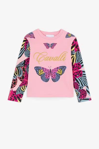 Roberto Cavalli Butterfly-print Top In Pink