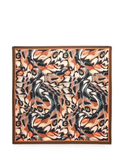 Roberto Cavalli Butterfly-print Square Scarf In Orange