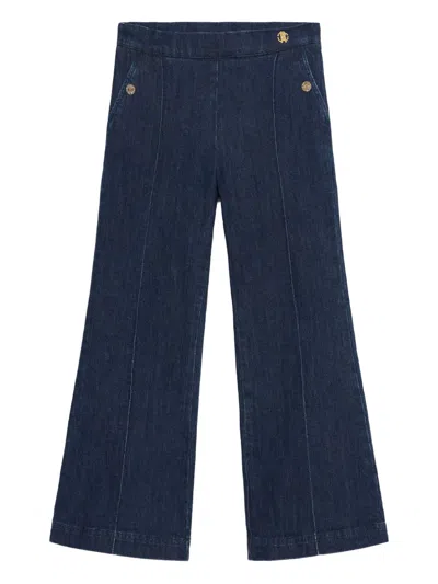 Roberto Cavalli Kids' Button-embellished Denim Trousers In Blue