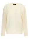 Roberto Cavalli Button-embellished Wool Sweater In Neutral