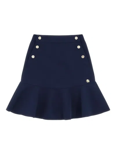 Roberto Cavalli Kids' Button Logo-detail Skirt In Blue