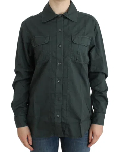 Roberto Cavalli Button-down Cotton Shirt In Green