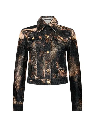 Roberto Cavalli Button-up Denim Jacket In Black