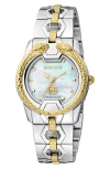 Roberto Cavalli By Franck Muller Mother-of-pearl Dial Bracelet Watch, 32mm In Two Tone Silver/gold