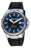 Roberto Cavalli By Franck Muller Rubber Strap Watch, 44mm In Black