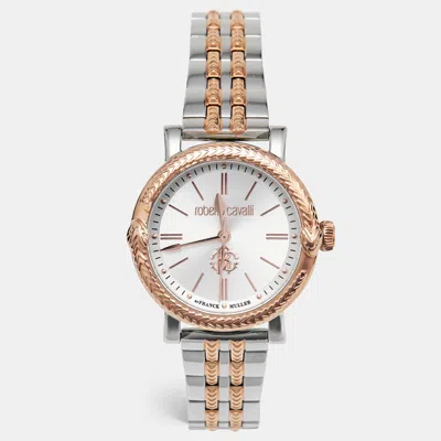 Pre-owned Roberto Cavalli By Franck Muller Rv1l193m0101 Silver Dial Two Tone Stainless Steel Women's Wristwatch 30 Mm