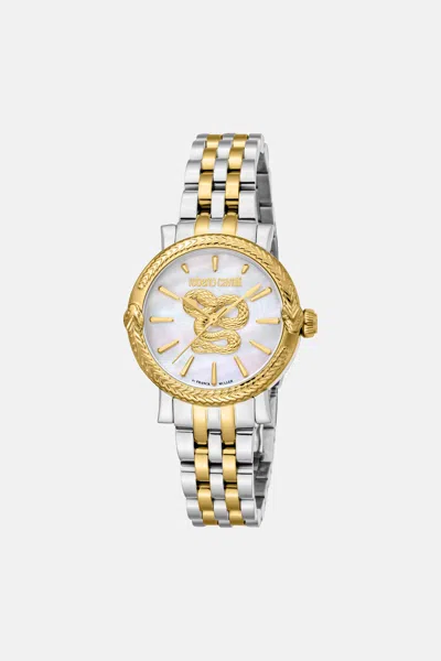 Roberto Cavalli By Franck Muller Snake Watch In Silver/gold