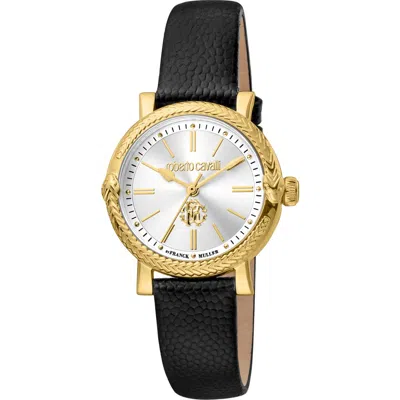 Roberto Cavalli By Franck Muller Snakeskin Embossed Leather Strap Watch, 30mm In Black