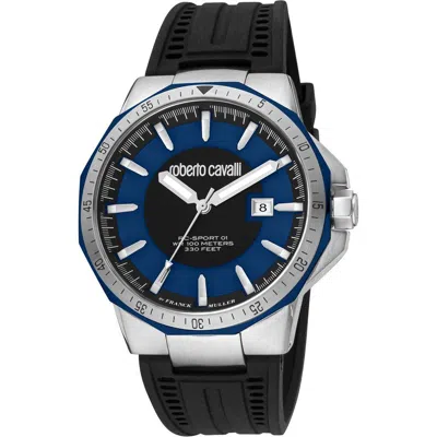 Pre-owned Roberto Cavalli By Franck Muller Watches Black Men Swiss Ronda In Blue