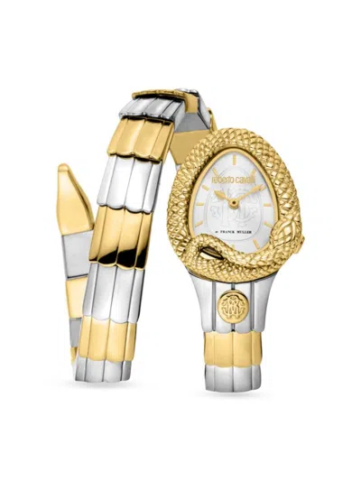 Roberto Cavalli By Franck Muller Women's 23mm Two Tone Stainless Steel Wrap Bracelet Watch In Neutral