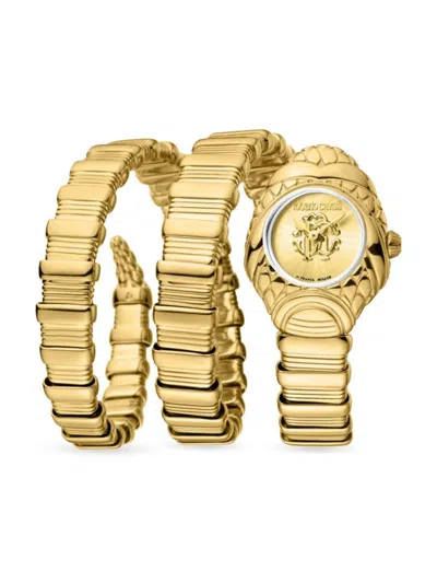 Roberto Cavalli By Franck Muller Women's 25mm Stainless Steel Wrap Bracelet Watch In Champagne