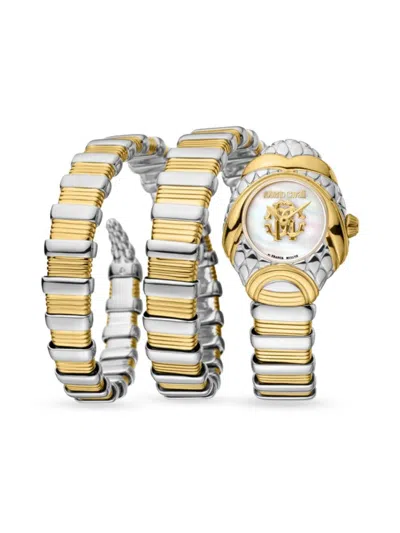 Roberto Cavalli By Franck Muller Women's 25mm Two Tone Stainless Steel & Mother Of Pearl Bracelet Watch In Neutral