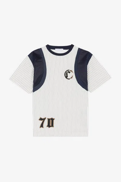 Roberto Cavalli Gestreiftes T-shirt Mit Logo-applikation In White