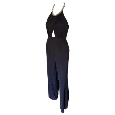 Pre-owned Roberto Cavalli C.2014 Embellished Halter Neck Open Back Black Jumpsuit