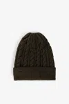 Roberto Cavalli Cable-knit Wool Beanie In Dark Green