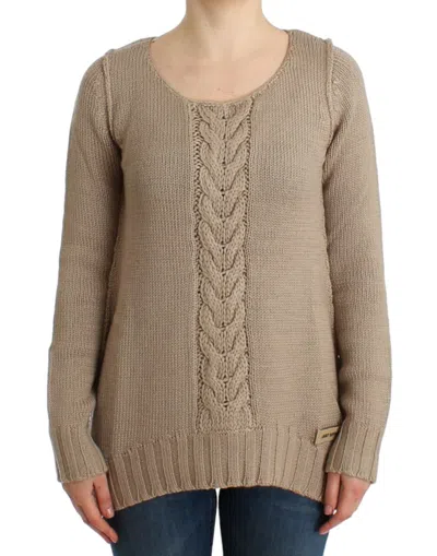 Roberto Cavalli Cable-knit Wool Blend Sweater In Gray