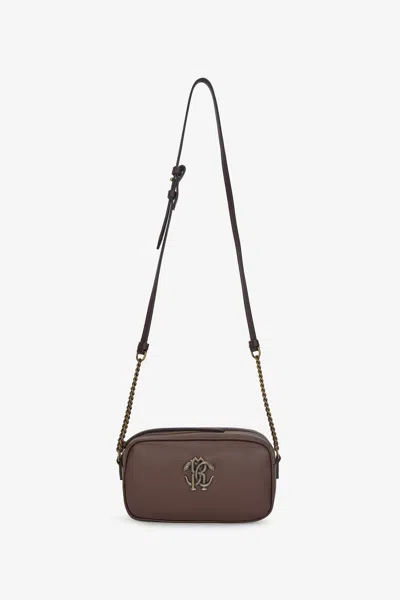 Roberto Cavalli Camera Bag With Monogram Mirror Snake In Testa Di Moro