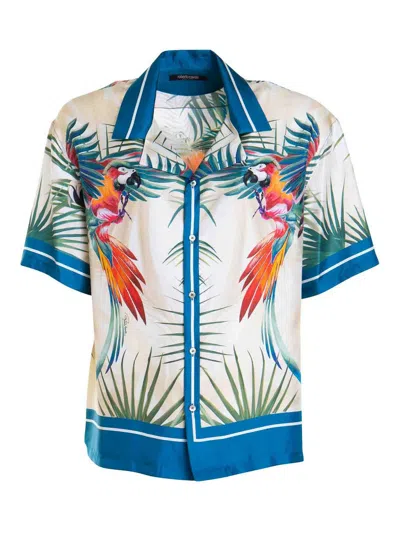 Roberto Cavalli Silk Shirt In Multicolour