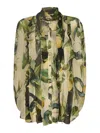 Roberto Cavalli Printed Pleated Shirt In Multicolour