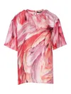 Roberto Cavalli Rear Keyhole Feather Print T-shirt In Purple