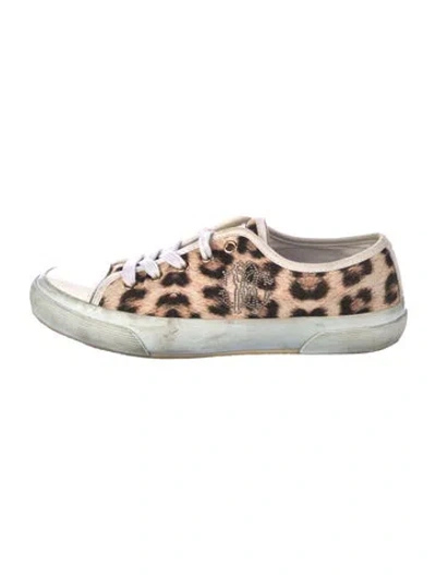 Pre-owned Roberto Cavalli Canvas Animal Print Sneakers In Neutral