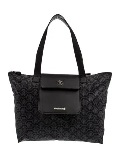 Pre-owned Roberto Cavalli Canvas Weekender Bag In Black