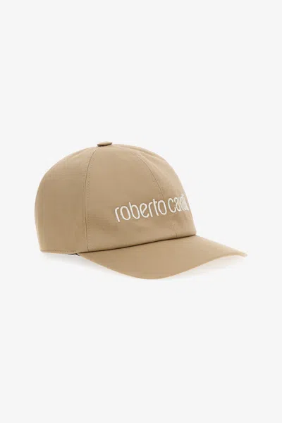 Roberto Cavalli Cap With Logo In Neutral