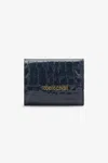 Roberto Cavalli Cardholder With Crocodile Print In Dark Blue