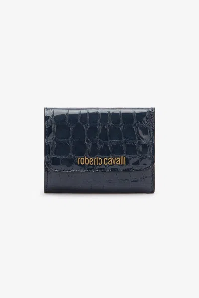 Roberto Cavalli Cardholder With Crocodile Print In Blue