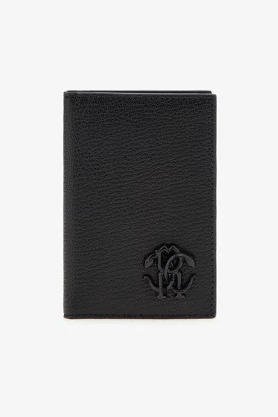 Roberto Cavalli Cardholder With Monogram Rc In Black