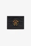 Roberto Cavalli Monogram-plaque Quilted Cardholder In Black