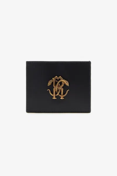 Roberto Cavalli Cardholder With Monogram Rc In Black
