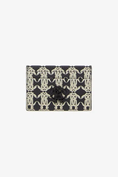 Roberto Cavalli Cardholder With Monogram Rc In Black/white