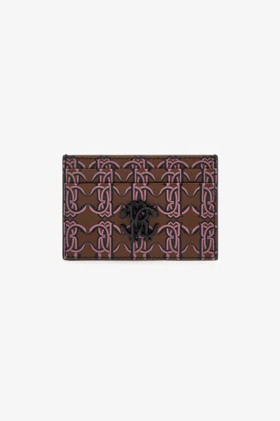 Roberto Cavalli Cardholder With Monogram Rc In Brown