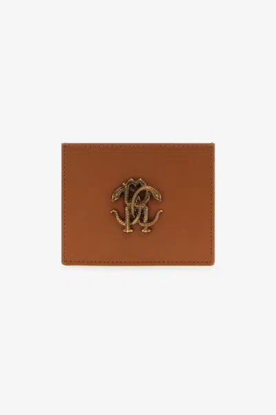Roberto Cavalli Cardholder With Monogram Rc In Brown