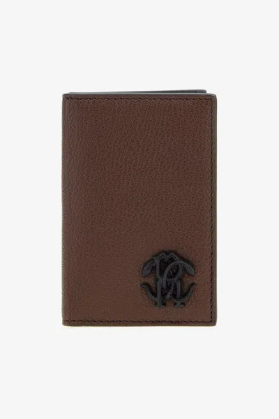 Roberto Cavalli Cardholder With Monogram Rc In Dark Brown