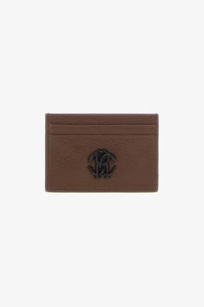Roberto Cavalli Cardholder With Monogram Rc In Dark Brown