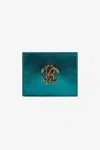 Roberto Cavalli Monogram-plaque Leather Cardholder In Light Blue