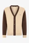 Roberto Cavalli Cardigan With Rc Monogram Patch In Brown