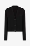 Roberto Cavalli Cropped Button-up Cardigan In Black