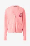 Roberto Cavalli Cardigan With Mirror Snake Monogram In Pink