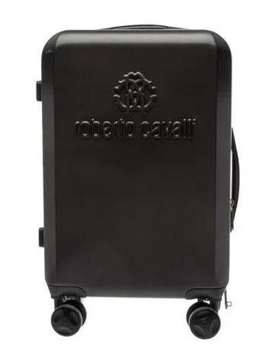 Pre-owned Roberto Cavalli Carry On Travel Suitcase Black Plastic